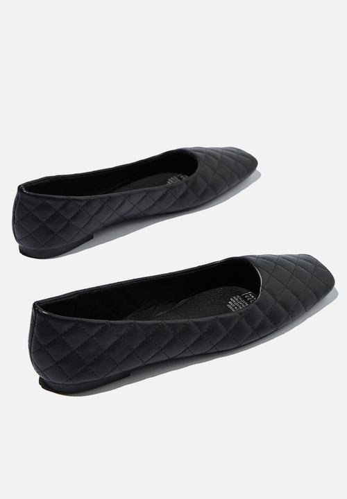 Cotton On - Square toe ballet - black quilted pu