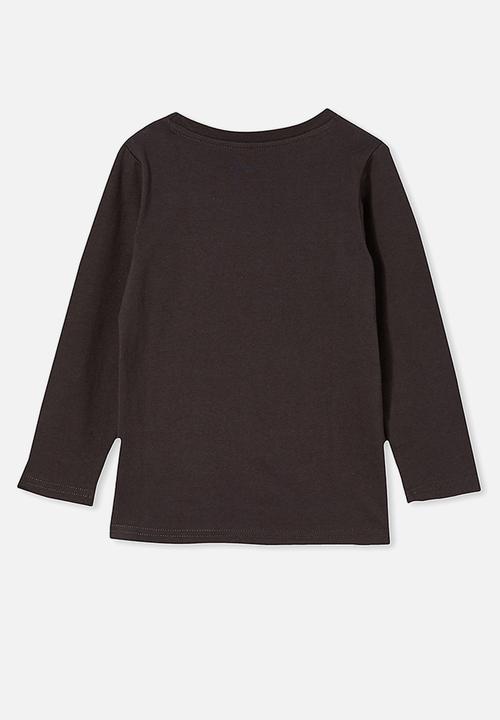 Cotton On - Max long sleeve tee - phantom & skate of mind checkers