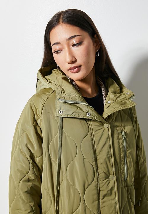 Superbalist - Quilted midi puffer - new olive