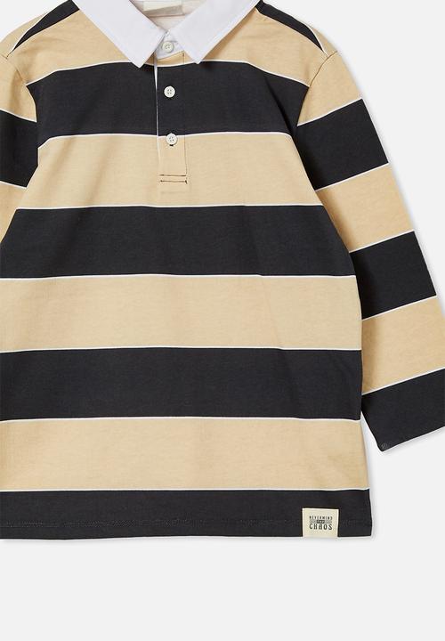 Cotton On - Long sleeve rugby top - semolina & phantom bold stripe