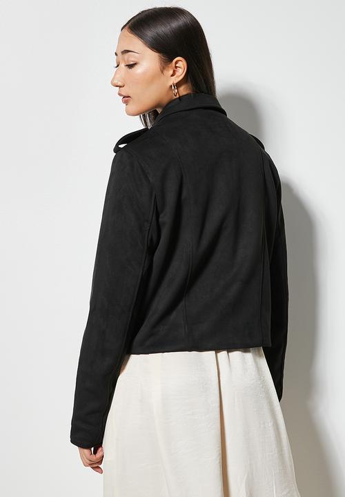 Superbalist - Suedette biker jacket - black
