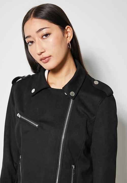 Superbalist - Suedette biker jacket - black