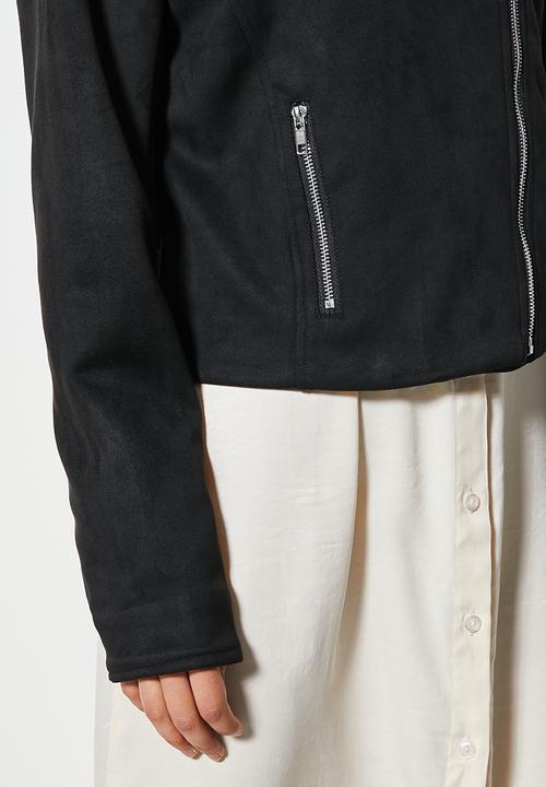 Superbalist - Suedette biker jacket - black