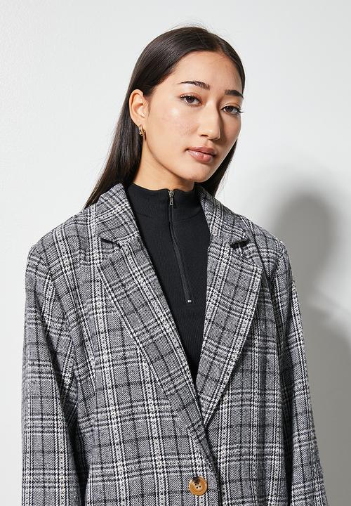 Superbalist - Midi blazer coat - grey check