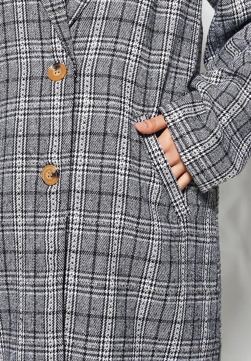 Superbalist - Midi blazer coat - grey check