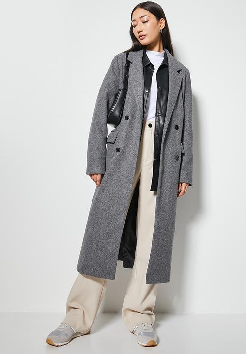 Superbalist - Double breasted coat - charcoal melange