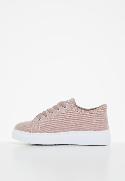 TOMY - Girls washed canvas lace up - dusty pink
