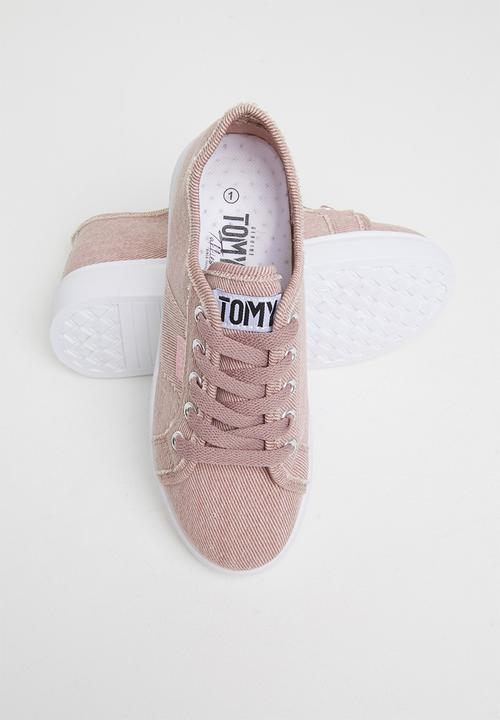 TOMY - Girls washed canvas lace up - dusty pink
