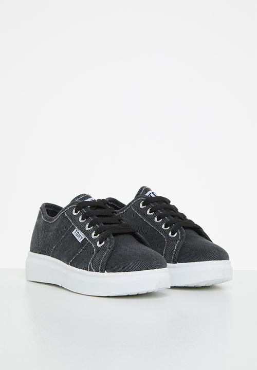 TOMY - Girls washed canvas lace up - black
