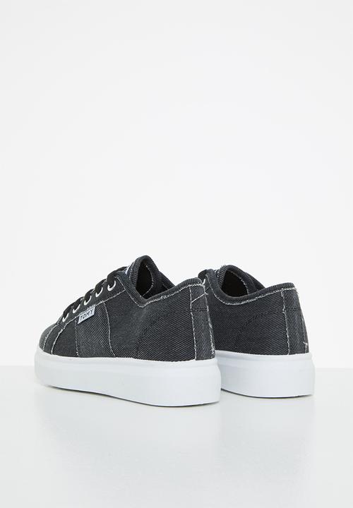 TOMY - Girls washed canvas lace up - black