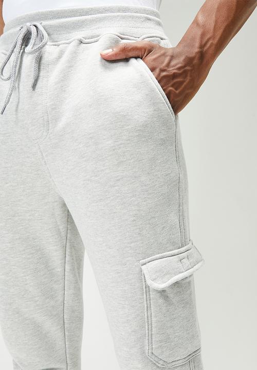 STYLE REPUBLIC - Slim fit cargo sweatpant - grey melange