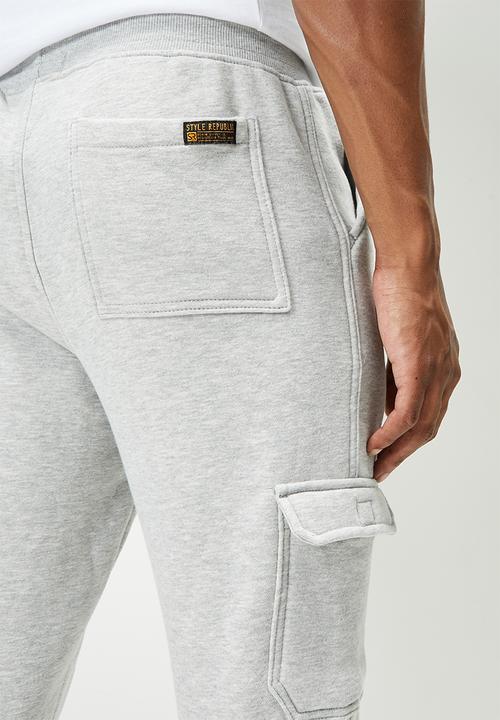 STYLE REPUBLIC - Slim fit cargo sweatpant - grey melange