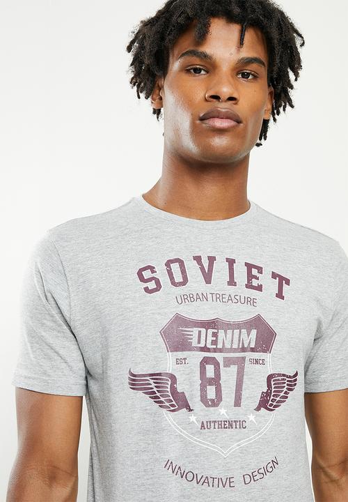SOVIET - M tillman short sleeve logo tee - grey melange