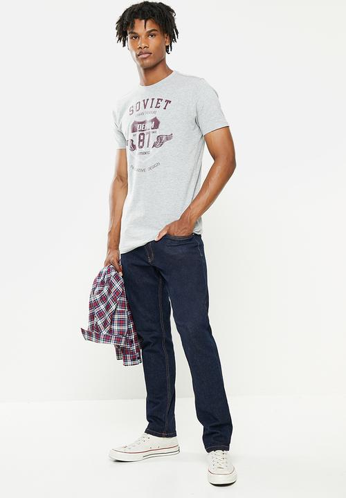 SOVIET - M tillman short sleeve logo tee - grey melange