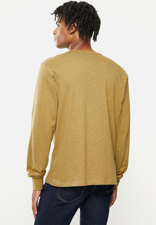 Holmes Bro's - Flag long sleeve t-shirt - tobacco slub