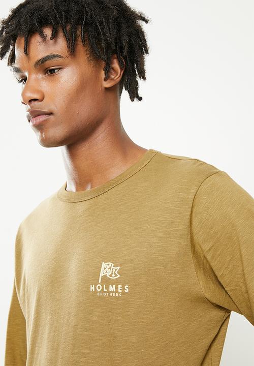 Holmes Bro's - Flag long sleeve t-shirt - tobacco slub