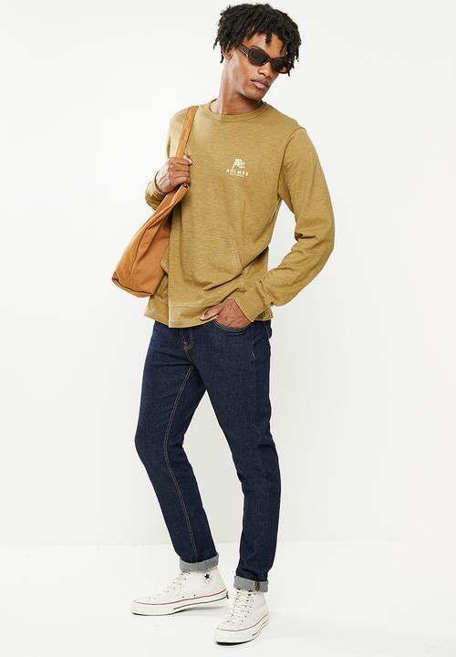 Holmes Bro's - Flag long sleeve t-shirt - tobacco slub
