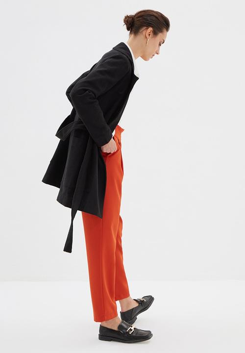 Trendyol - Belted wool cachet coat - black