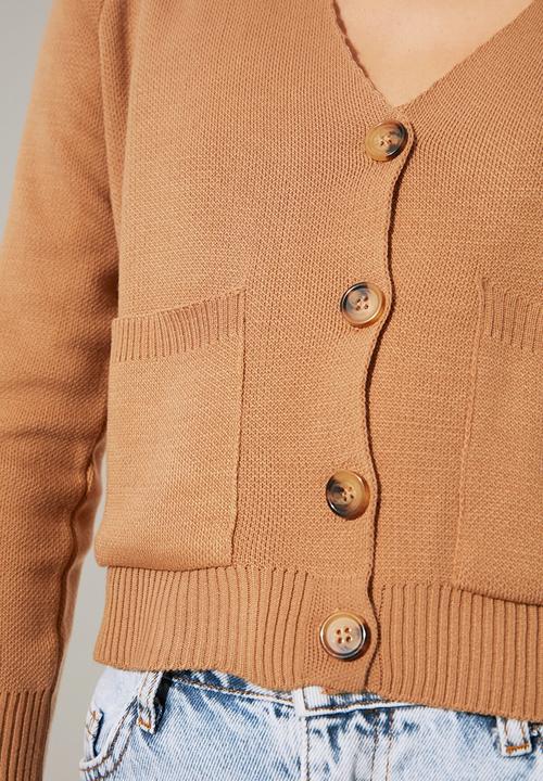 Trendyol - Pocket detailed knitwear cardigan - camel