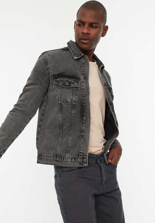 Trendyol - Acid wash denim jacket - anthracite