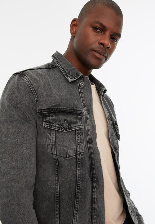 Trendyol - Acid wash denim jacket - anthracite