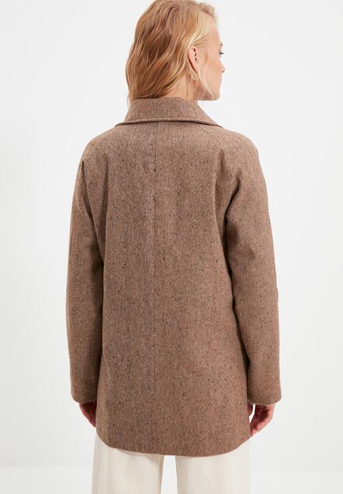 Trendyol - Button bouclé cachet coat  - brown