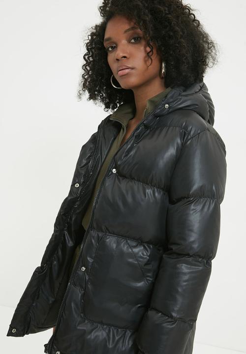 Trendyol - Hooded pocket detailed belted coat  - black