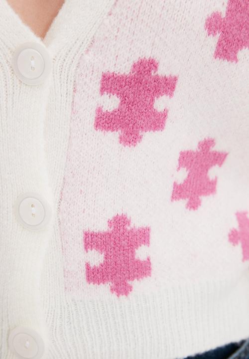 Trendyol - Jacquard knitwear cardigan - ecru