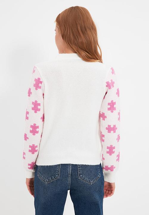 Trendyol - Jacquard knitwear cardigan - ecru