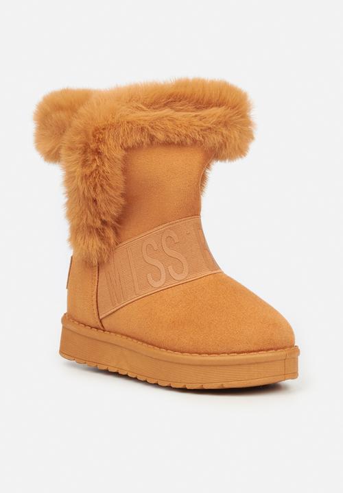 Little Miss Black - Rae girls snug boots - tan