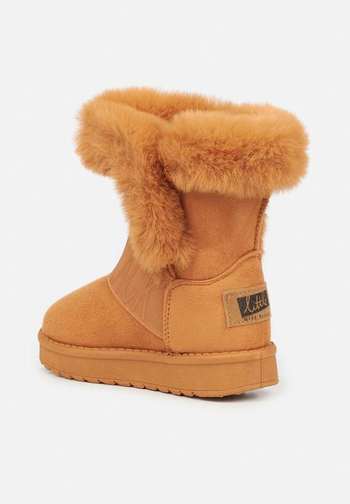 Little Miss Black - Rae girls snug boots - tan