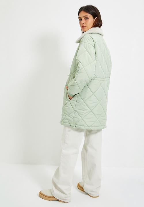 Trendyol - Collar plush detailed snap closure coat  - mint