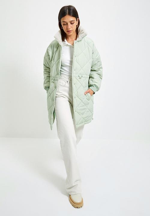 Trendyol - Collar plush detailed snap closure coat  - mint