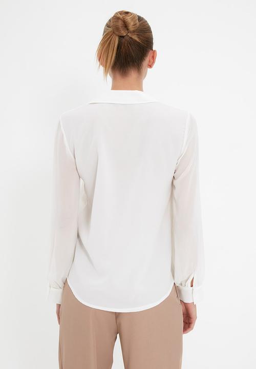 Trendyol - Sleeve detailed shirt  - white