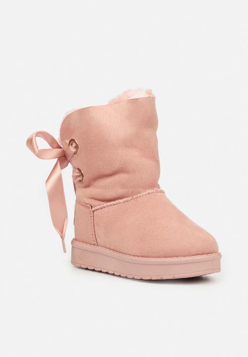 Little Miss Black - Rae girls snug boots - pink