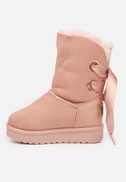 Little Miss Black - Rae girls snug boots - pink