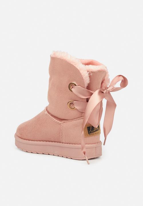 Little Miss Black - Rae girls snug boots - pink