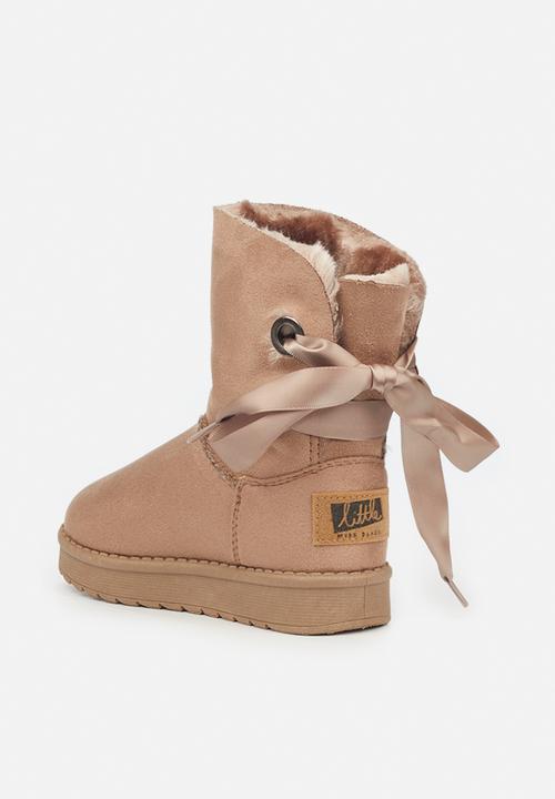 Little Miss Black - Rae girls snug boots - taupe