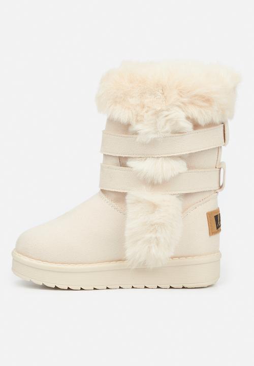 Little Miss Black - Rae girls snug boots - bone