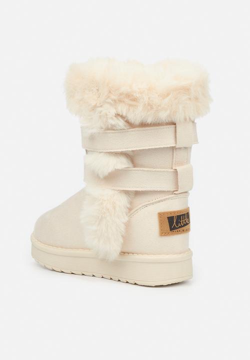 Little Miss Black - Rae girls snug boots - bone