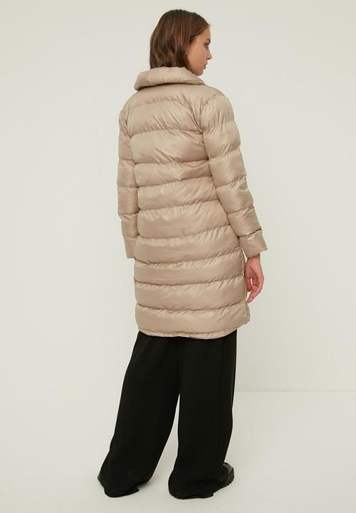 Trendyol - Shawl collar snap closure puffer  coat - stone