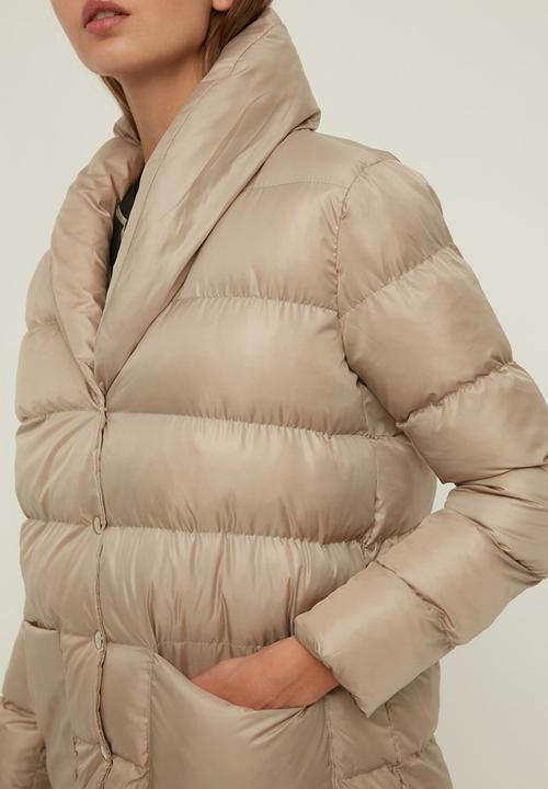 Trendyol - Shawl collar snap closure puffer  coat - stone