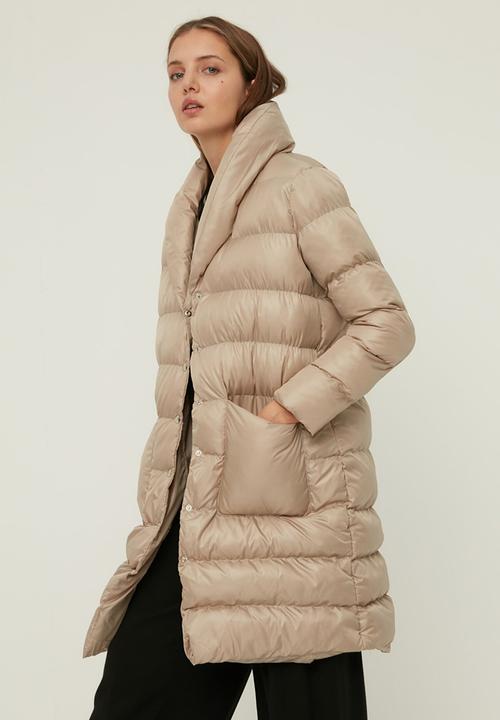 Trendyol - Shawl collar snap closure puffer  coat - stone