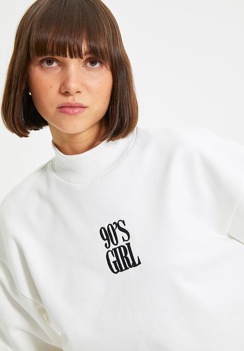Trendyol - Embroidery basic knitted raised sweatshirt - white