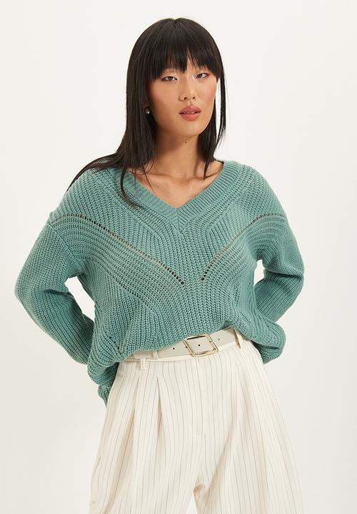 Trendyol - V neck knitwear sweater - mint