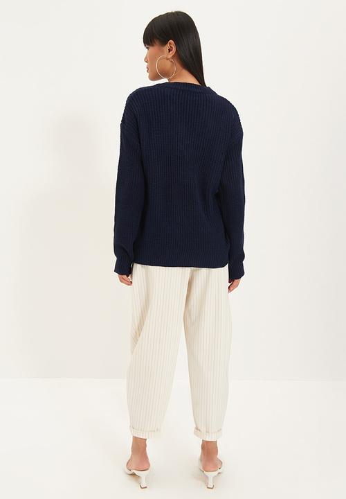 Trendyol - V neck knitwear sweater - navy