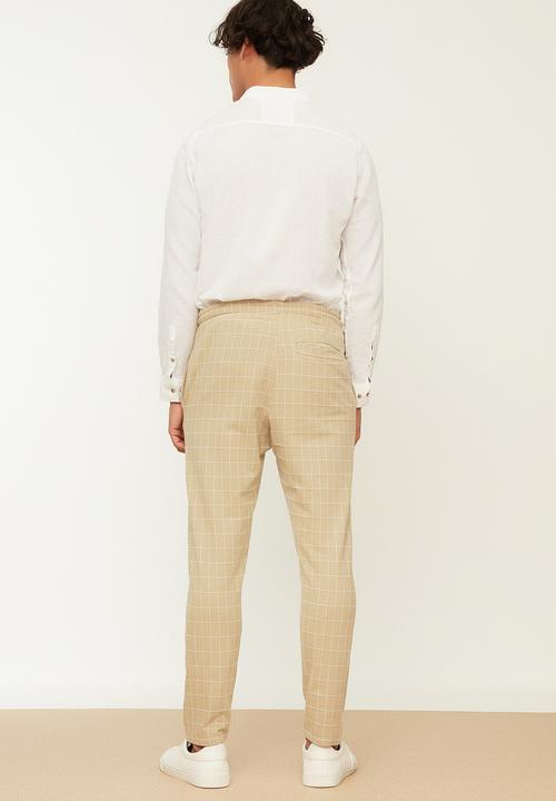 Trendyol - Elasticated waistband check pants - brown