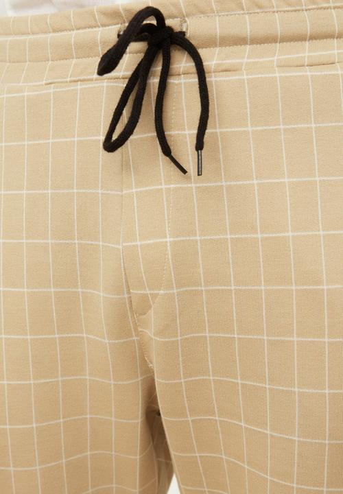 Trendyol - Elasticated waistband check pants - brown