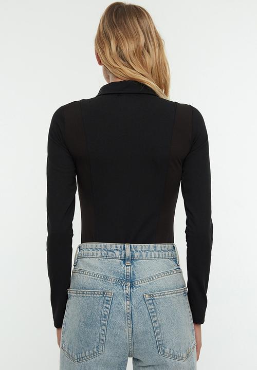 Trendyol - Zipper snap bodysuit - black