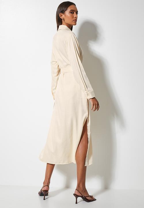 VELVET - Luxe longline dress shirt - white swan